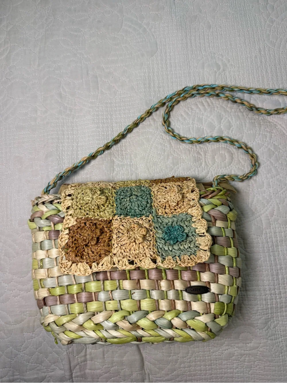 Capelli Straworld Multicolored Woven Straw Purse Boho Bohemian Style